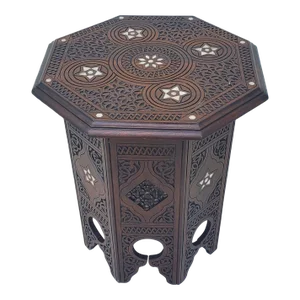 Moroccan Octagonal Side Table / Musharabi, Extra Carving