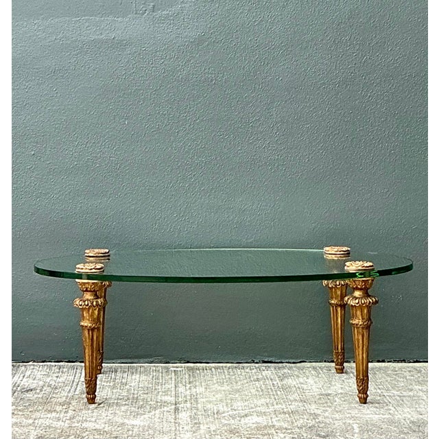 Mid-Century Modern Vintage MCM Gilt Wood Coffee Table After Maison Jansen For Sale - Image 3 of 12