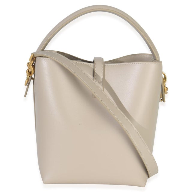 Yves Saint Laurent Beige Calfskin Small Le 37 Bucket Bag For Sale - Image 4 of 9