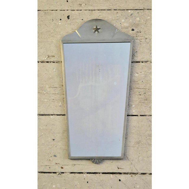 Vintage Swedish Mirror in Pewter with Brass Star Decor, 1920s For Sale - Image 6 of 8