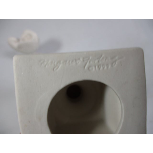 Alabaster 1980s Nautilus Bisque Candleholders Signed Margaret Furlong- a Pair For Sale - Image 8 of 9