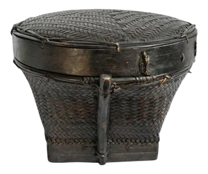 Vintage Akha Thai Round Basket