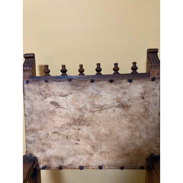 17th Century 17th Century Baroque Oak/Leather Armchair For Sale - Image 5 of 6