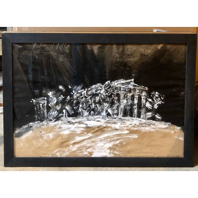 Contemporary Konstantin Kakanias, Contemporary Gouache Painting Earthquake III, Greek Ruins, Monuments of Greece, c.1992 For Sale - Image 3 of 7