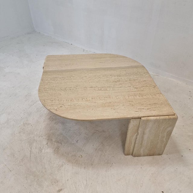 Italian Travertine Coffee Table, 1989 For Sale - Image 3 of 18