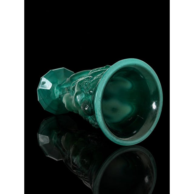 Art Deco Malachite Glass Vase by František Pazourek, Former Czechoslovakia, 1930s For Sale - Image 6 of 8