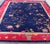 Measures: 11'2 x 16'2 Large Antique Art Deco Rug in Deep Navy Blue with Vibrant Red Border. Keivan Woven Arts / rug...