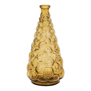 Mid-Century Empoli Italian Amber Bubble Glass Genie Decanter For Sale