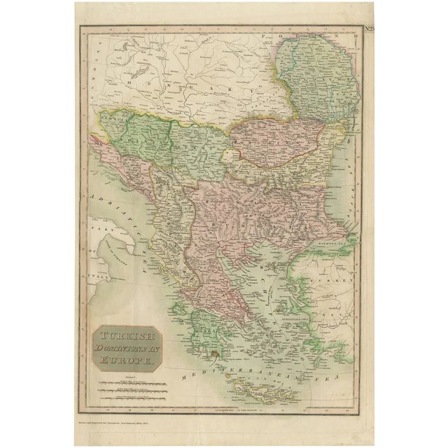 Map of Turkish Dominions in Europe, 1813 For Sale