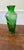 Emerald Mid 20th Century Italian Green Molded Glass Relief Vase For Sale - Image 8 of 12