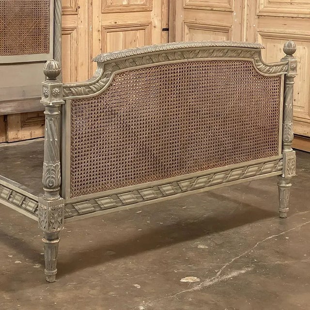 Late 19th Century 19th Century French Louis XVI Painted Bed With Caning For Sale - Image 5 of 13