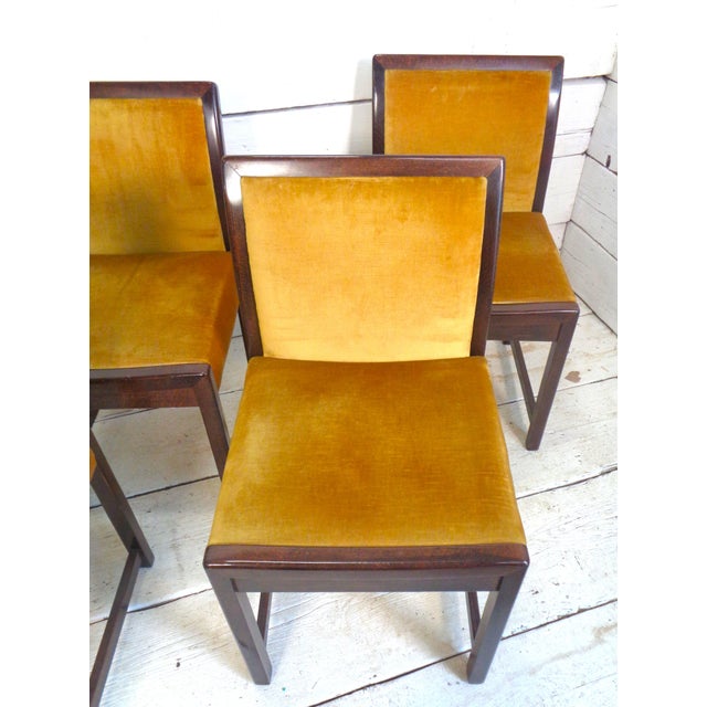 Chairs in Beech and Gold Silk Velvet, 1980s, Set of 4 For Sale - Image 6 of 16