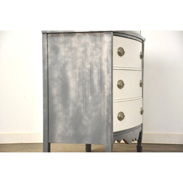 Traditional Grey and White Vintage Tall Dresser For Sale - Image 3 of 10