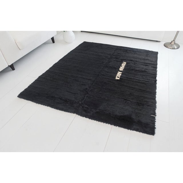 Vintage Black Angora Wool Kilim Rug For Sale - Image 4 of 10