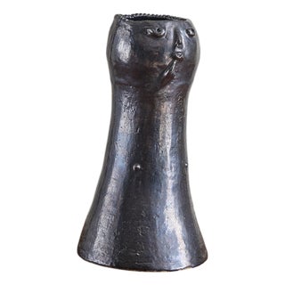 French Black Ceramic Figural Vase by Dalo, 21st Century For Sale