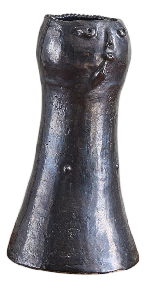 French Black Ceramic Figural Vase by Dalo, 21st Century