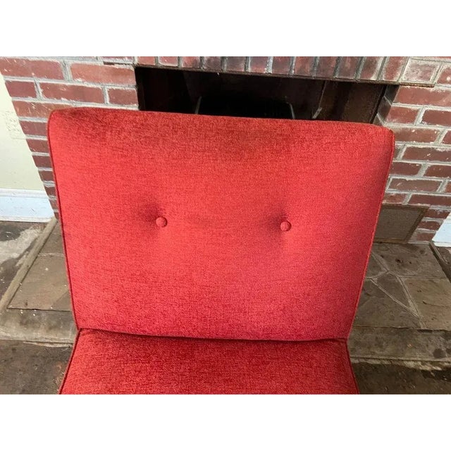 Red Pair Crate & Barrel Upholstered Lounge Slipper Chairs. For Sale - Image 8 of 11