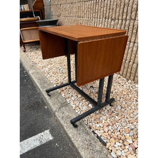 Mid Century Danish Trolley Table Architect Table Desk Possibly by Elmo 1960s. 2 leaves can be fold down Approximate...