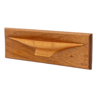 Vintage Half Hull Carved Wood Ship Model For Sale