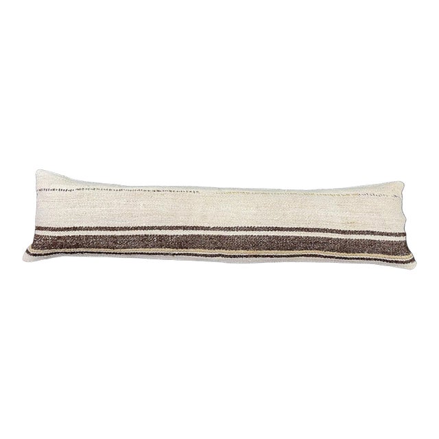 Turkish Hemp Pillow Cushion Natural Beige Brown Cushion Cover 12"x46" For Sale