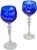 Mid 20th Century Blue Handblown Cut-to-Clear Crystal Stems- Set of 2 For Sale - Image 4 of 6