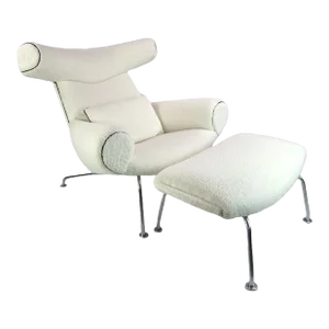 1960s Hans Wegner Original Ox Chair and Ottoman