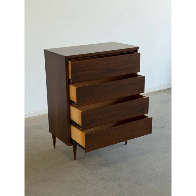 1960s Minimal Walnut Highboy For Sale - Image 4 of 9