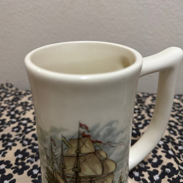 Nautical Service for 12: Sadler Staffordshire England Pottery Beer Stein, Vintage Ship Mug, Maritime Nautical Decor For Sale - Image 3 of 9