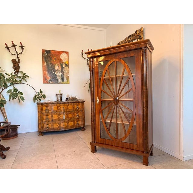 Biedermeier Sun-Shaped Display Cabinet in Walnut For Sale - Image 4 of 13