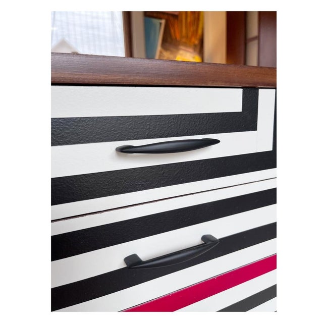 Polish Chest of Drawers with Op Art Motif, 1970s For Sale - Image 3 of 11
