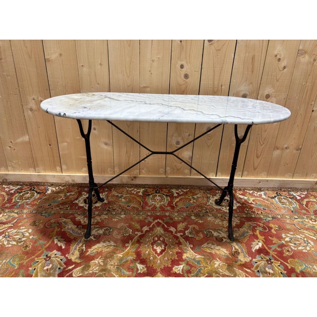White Antique White Marble and Cast Iron Bistro Table, 1890s For Sale - Image 8 of 8