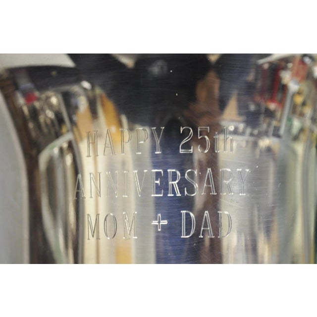 Late 20th Century Late 20th Century Happy 25th Anniversary Mom+Dad Silver Plated Trophy Cup Urn Champagne Ice Bucket For Sale - Image 5 of 16