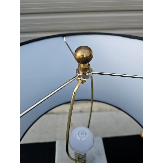 Late 20th Century Late 20th Century Modern Fluted Crackle Glaze and Solid Brass Table Lamps - a Pair For Sale - Image 5 of 7