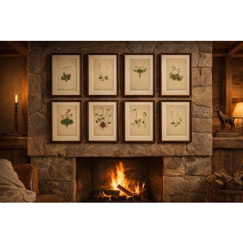 Antique Alpine Flower Prints Set of 8, Elegant Botanical Wall Decor, c.1897 A refined and highly decorative set of eight...