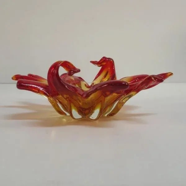 Orange Vintage Orange Murano Glass Bowl For Sale - Image 8 of 9