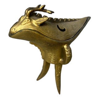 Jue Style Gilt Incense Burner, Japan, 1960s For Sale