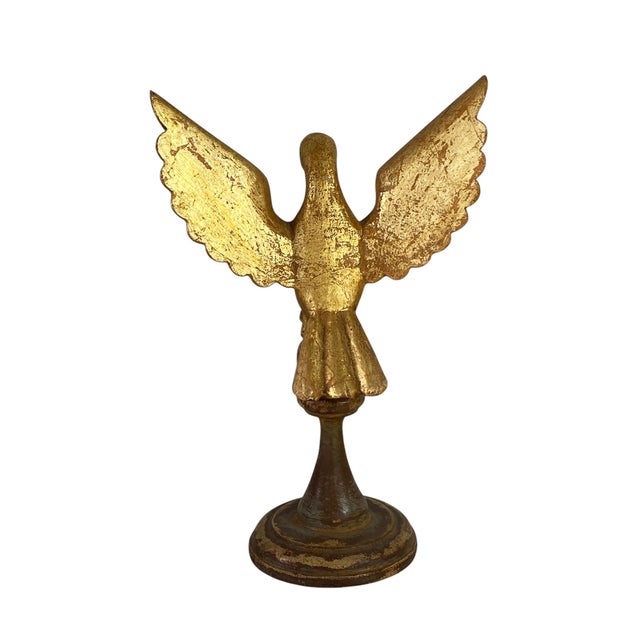 1980s Vintage European Carved Wood Dove the Holy Spirit Sculpture on Finial 10.75" H For Sale - Image 5 of 8