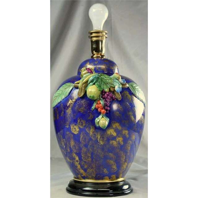 Italian Hand-Painted Majolica Table Lamp For Sale In Columbia, SC - Image 6 of 13