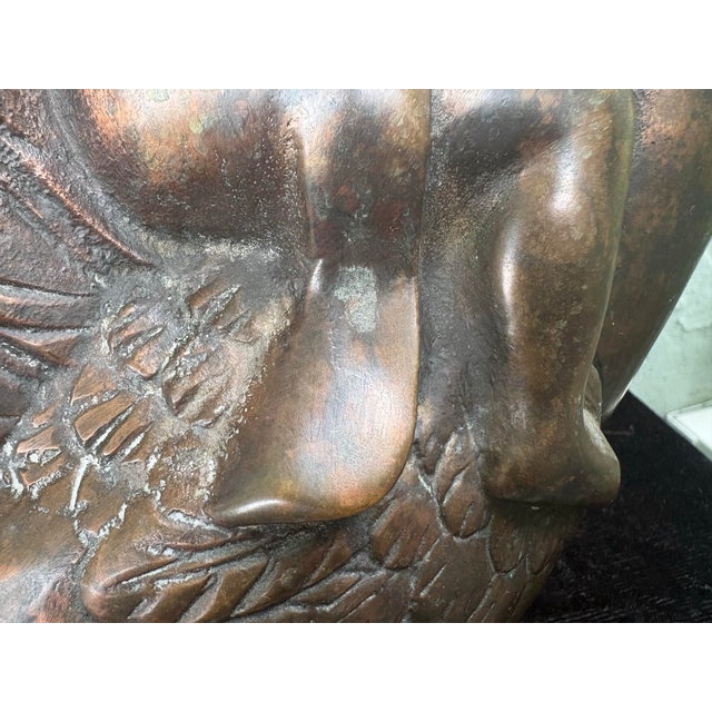 Vintage Korean Cast Metal Swan & Cherub Planter Cachepot in Bronze Finish, 1970s For Sale - Image 11 of 11