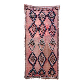 1980s Pink Moroccan Kilim Rug - 3'3" X 6'12" Ft For Sale
