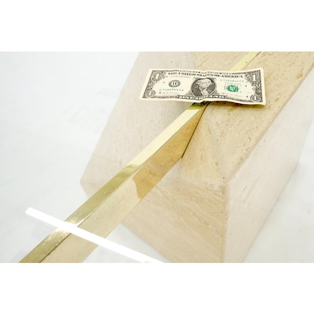 Glass Travertine Cube Base Square Glass Top Italian Mid-Century Modern Coffee Table For Sale - Image 7 of 12