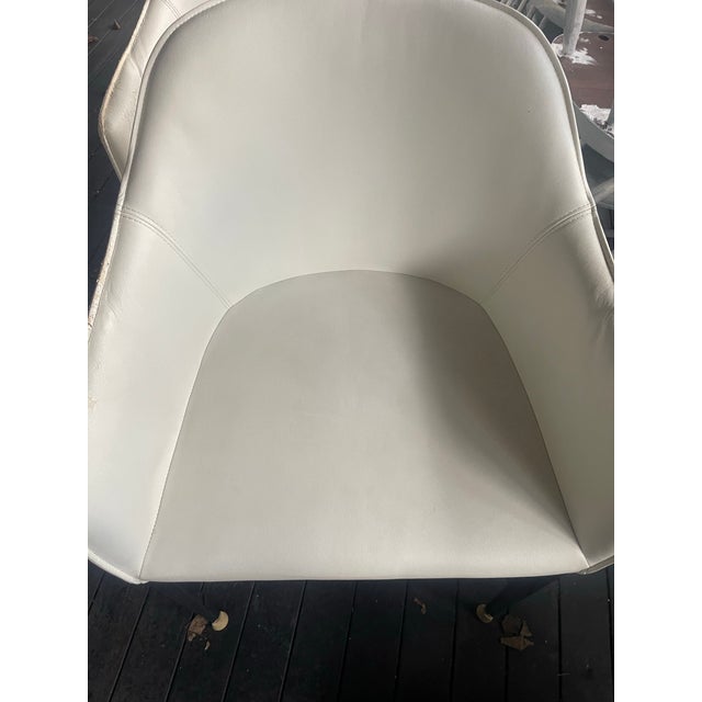 Set of 12 Sunpan Modern White Upholstered Dining Chairs With Chrome Legs (2017) For Sale - Image 12 of 12