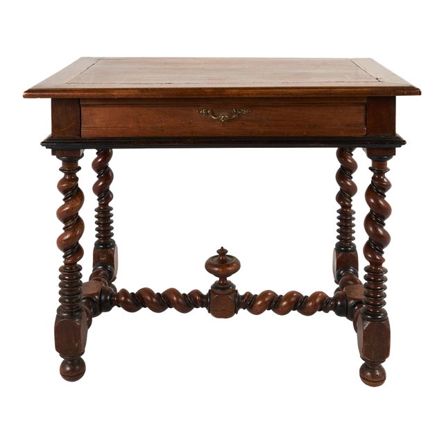 18th Century Schumacher Louis XIII Style Portuguese Table with Barley Twist Legs For Sale