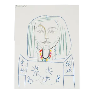 Portrait De Femme Au Collier, Pablo Picasso Lithograph