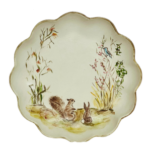 Vintage Handmade Cynthis Perrin Scalloped Squirrel Bowl 8.5"