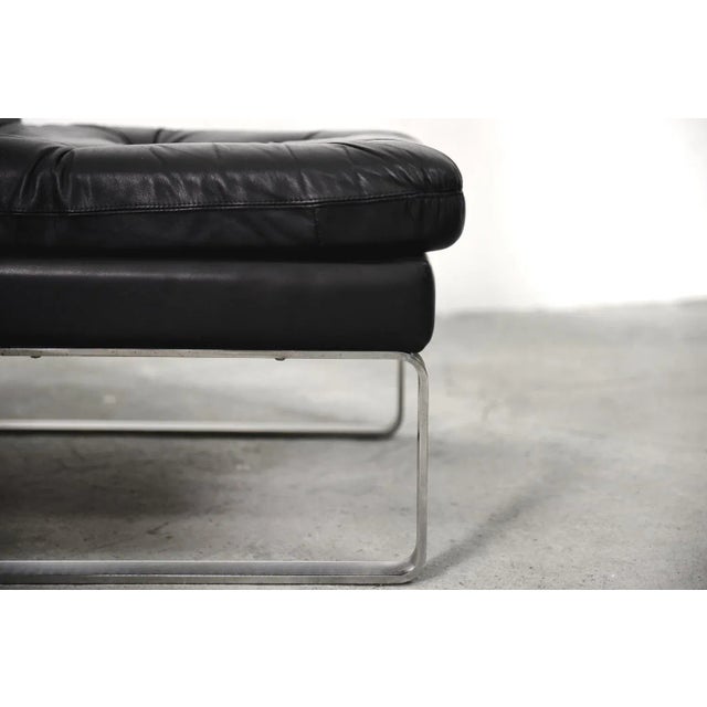 Minimalist German Leather & Chrome Modular Sofa from Klöber, 1980s, Set of 4 For Sale - Image 10 of 18