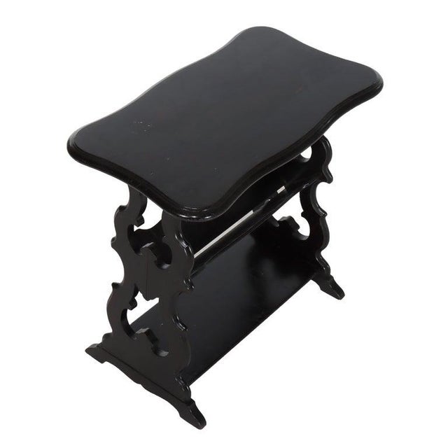 Wood Antique Ebonized Cherry Cut Out Side Table C1900 For Sale - Image 7 of 9