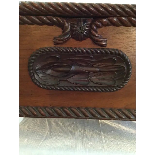 1880s Oversized Victorian Carved Wood Jewelry Box For Sale - Image 10 of 13
