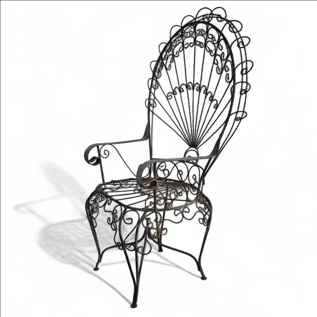 Vintage Wrought Iron Peacock Armchair For Sale - Image 14 of 15