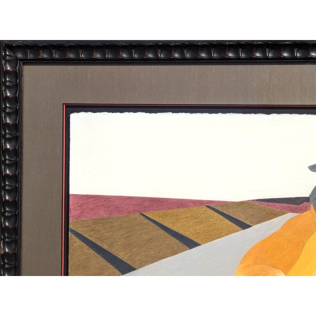 Late 20th Century Phyllis Steele Modern Colorful Pastel Drawing of a Pair of Competing Sumo Wrestlers in Red, 20th Century For Sale - Image 5 of 11
